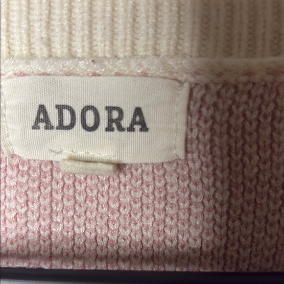 ADORA Cream and Pink Star V-Neck Sweater - Picture 3 of 6